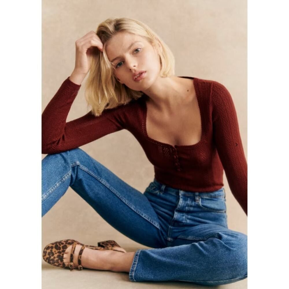 Sezane Denim Brut Sexy Straight Leg Jeans Women's 25 Blue Ankle Cotton 5 Pocket